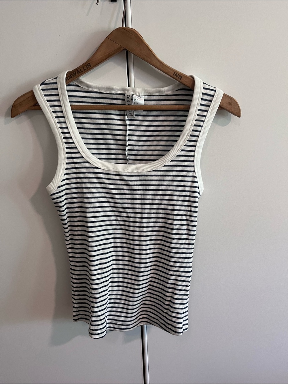 Navy and white striped tank top H&M basics